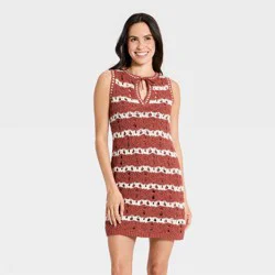 Women's Mini Sweater Dress - Universal Thread™ Rust Striped XS