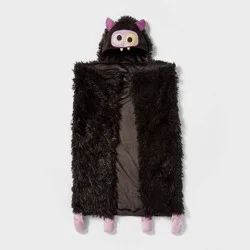 Shadow Monster Halloween Kids' Hooded Throw Blanket Black - Pillowfort™