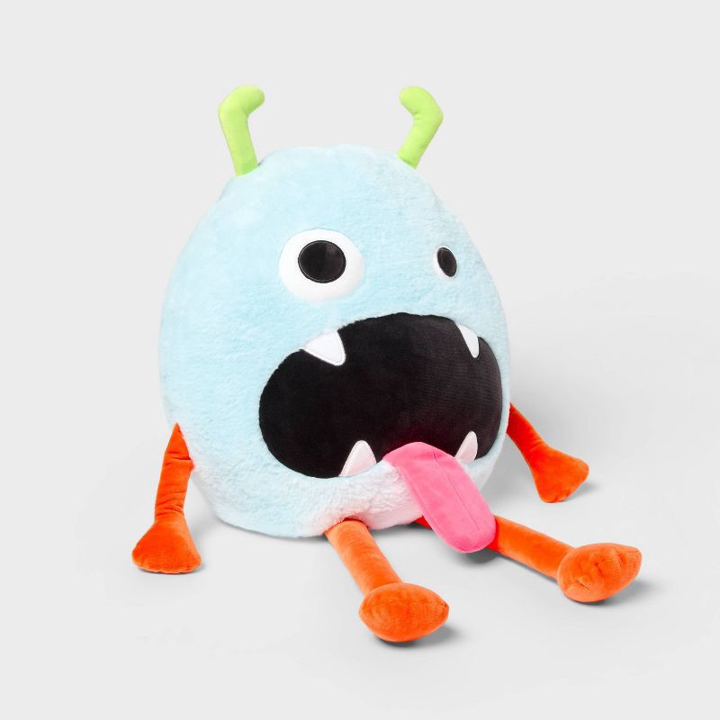 slide 1 of 4, Mouthy Monster Halloween Weighted Plush Kids' Throw Pillow - Pillowfort™, 1 ct