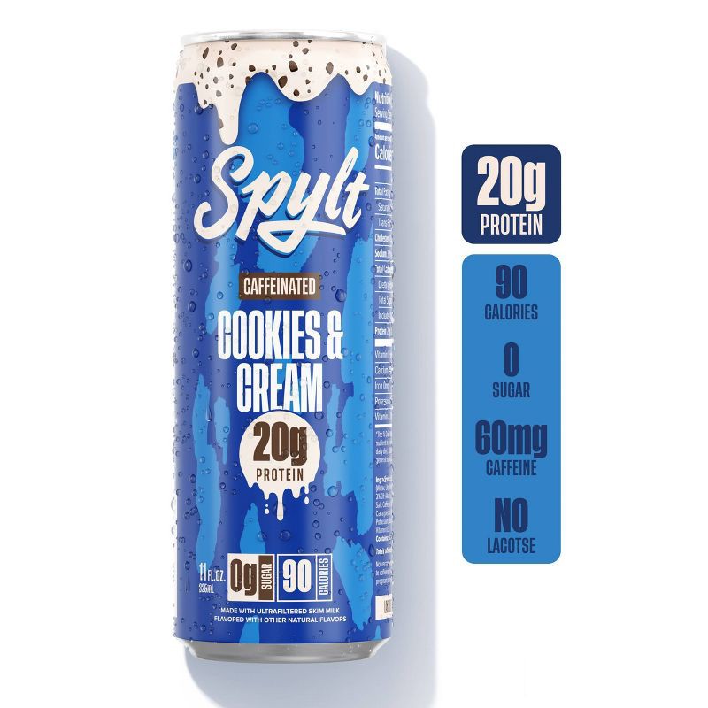 slide 3 of 11, Spylt Caffeinated 20G High Protein Cookies & Cream Shake - 11 fl oz, 20 gram, 11 fl oz