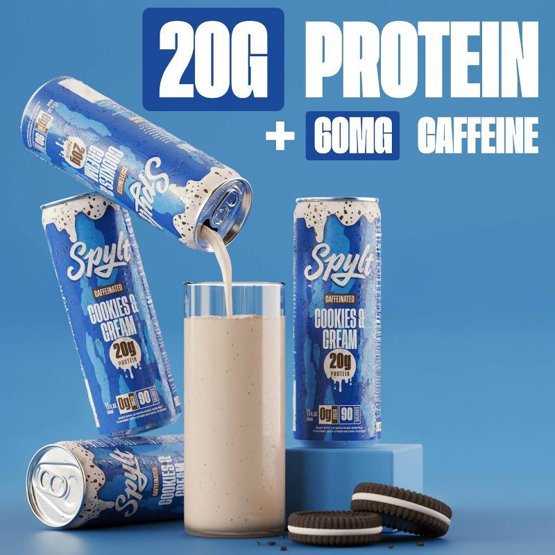 slide 6 of 11, Spylt Caffeinated 20G High Protein Cookies & Cream Shake - 11 fl oz, 20 gram, 11 fl oz