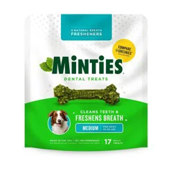 Minties Peppermint Flavor Dental and Hard Chews Dog Treat - Medium - 14oz/17ct