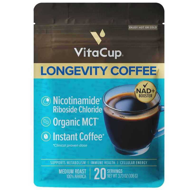 slide 1 of 5, VitaCup Longevity Medium Roast Instant Coffee Pouch - 3.73oz, 3.73 oz