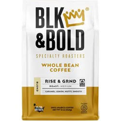 BLK & Bold Specialty Beverages RISE & GRND Medium Roast Whole Bean Coffee - 12oz