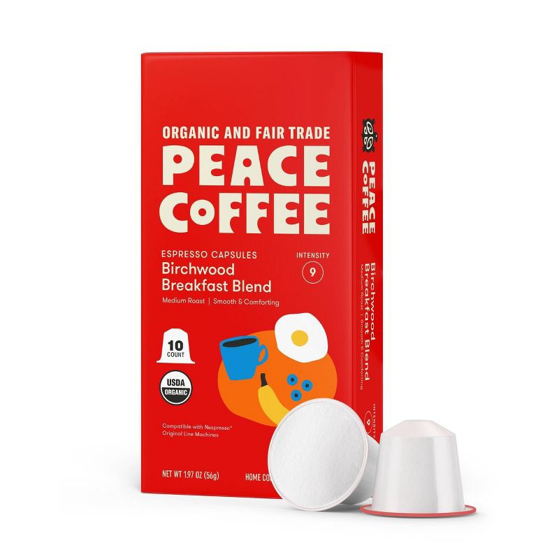 slide 1 of 5, Peace Coffee Birchwood Medium Roast Nespresso Original Line Compatible Espresso Coffee Capsules - 10ct, 10 ct