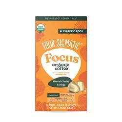 Four Sigmatic Focus Organic Dark Roast Nespresso Compatible Espresso Coffee Pods - 10ct