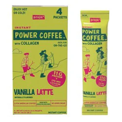 Projo Power Coffee with Collagen Vanilla Latte Medium Dark Roast Instant Coffee - 3.1oz/4ct