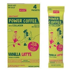 Projo Power Coffee with Collagen Vanilla Latte Medium Dark Roast Instant Coffee - 3.1oz/4ct