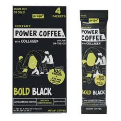 Projo Power Coffee with Collagen Bold Black Medium Roast Medium Dark Roast Instant Coffee - 1.98oz/4ct