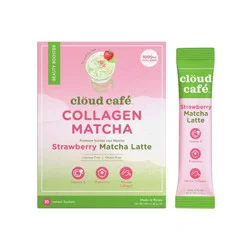 Clöud Café Cloud Cafe Strawberry Matcha Latte with Marine Collagen Instant Green Tea - 8oz