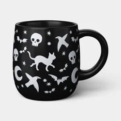 15 fl oz Stoneware Black Decal Skulls/Cats/Bats Mug - Hyde and EEK! Boutique™