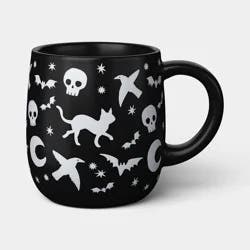 15 fl oz Stoneware Black Decal Skulls/Cats/Bats Mug - Hyde and EEK! Boutique™