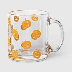 13oz Glass Orange Pumpkin Scatter Print Mug - Hyde and EEK! Boutique™