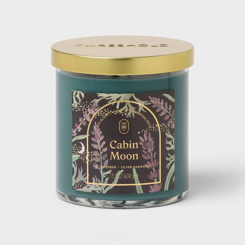 slide 1 of 3, 2 Wick Glass Lidded Cabin Moon Jar Candle 15.1oz - Threshold™, 15.1 oz