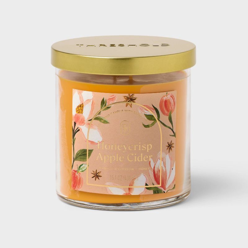 slide 1 of 3, 2 Wick Glass Honeycrisp Apple Jar Candle with Lid 15.1oz - Threshold™, 15.1 oz