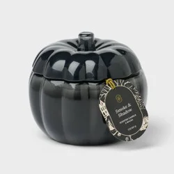 2 Wick Medium Black Glass Pumpkin Smoke and Shadow Halloween Jar Candle - Threshold™