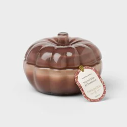 2 Wick Small Glass Fall Pumpkin Candle Warm Cider & Cinnamon Jar - Threshold™