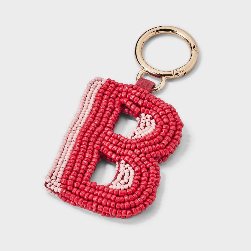 slide 1 of 2, Beaded Monogram Letter B Bag Charm - A New Day™ Red, 1 ct