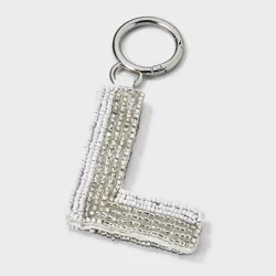 Beaded Monogram Letter L Bag Charm - A New Day™ Silver