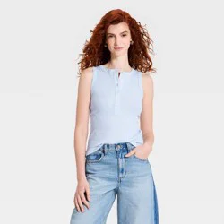 Women's Henley Tank Top - Universal Thread™ Blue M