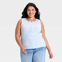 Women's Henley Tank Top - Universal Thread™ Blue XXL