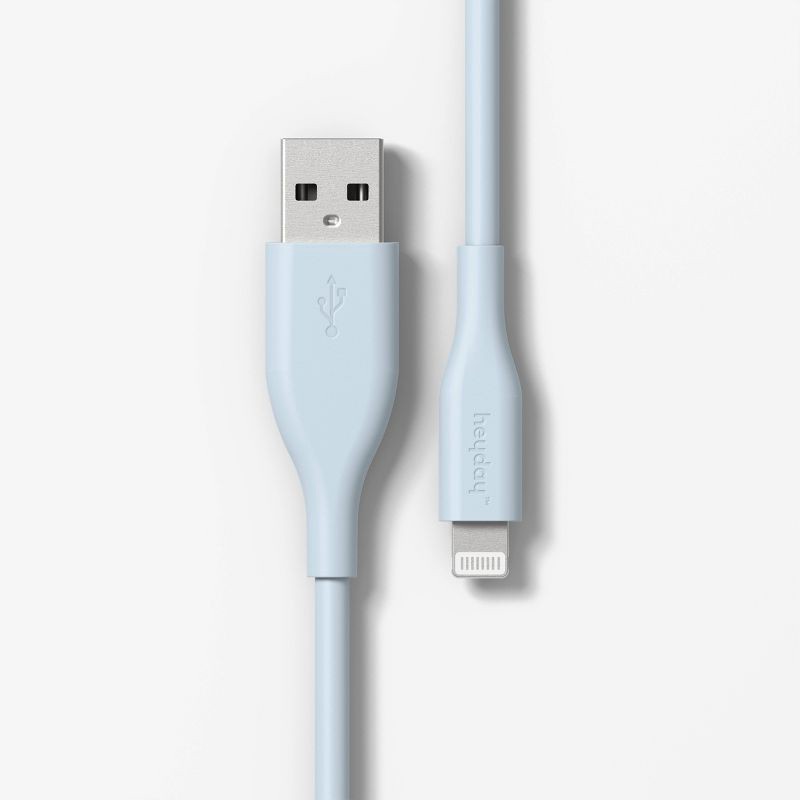 slide 1 of 5, 8' Lightning to USB-A Silicone Cable - heyday™ ️Pastel Blue, 1 ct