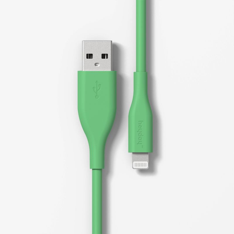 slide 1 of 5, 8' Lightning to USB-A Silicone Cable - heyday™ ️Apple Green, 1 ct