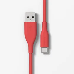 10' USB-C to USB-A Silicone Cable - heyday™ ️Poppy Red