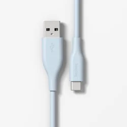 10' USB-C to USB-A Silicone Cable - heyday™ ️Pastel Blue