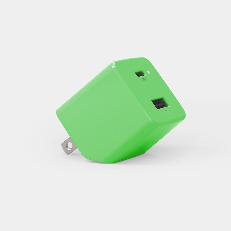 slide 1 of 5, Dual Port USB-A to USB-C Wall Adapters - heyday™ ️Apple Green, 1 ct