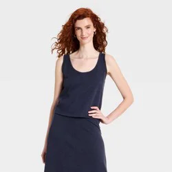 Women's Slub Knit Tank Top - Universal Thread™ Navy Blue L