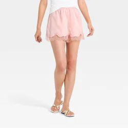 Women's Fashion Pull-On Lace Trim Shorts - A New Day™ Pink S
