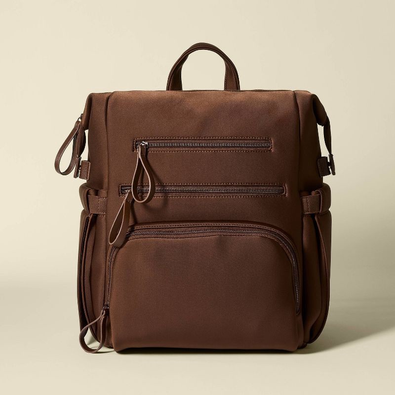 slide 1 of 6, Boxy Solid Backpack Diaper Bag - Chocolate Brown - Cloud Island™, 1 ct