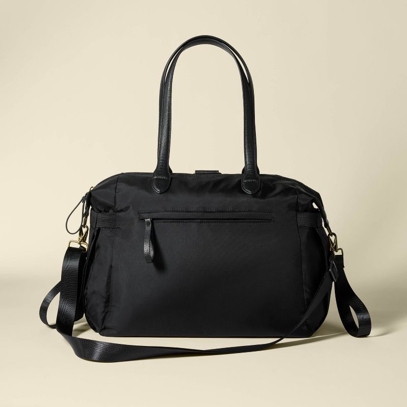 slide 1 of 6, Soft Tote Solid Shoulder Backpack Diaper Bag - Black - Cloud Island™, 1 ct