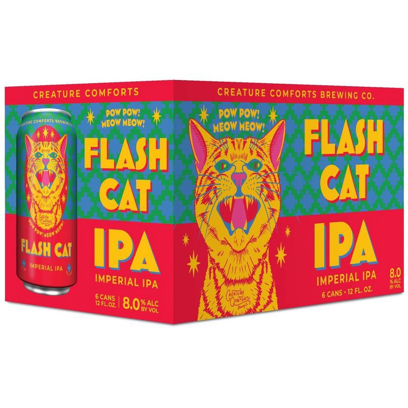 slide 1 of 3, Creature Comforts Brewing Co. Creature Comforts Flash Cat Imperial IPA - 6pk/12 fl oz Cans, 6 ct; 12 fl oz