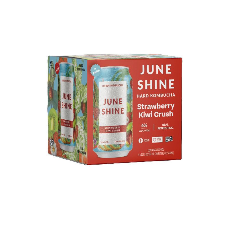 slide 1 of 3, JuneShine Strawberry Kiwi Crush - 4pk/12 fl oz Cans, 4 ct; 12 fl oz