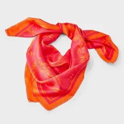 Tropical Palm Printed Scarf with Border & Scallop Edge - A New Day™ Orange