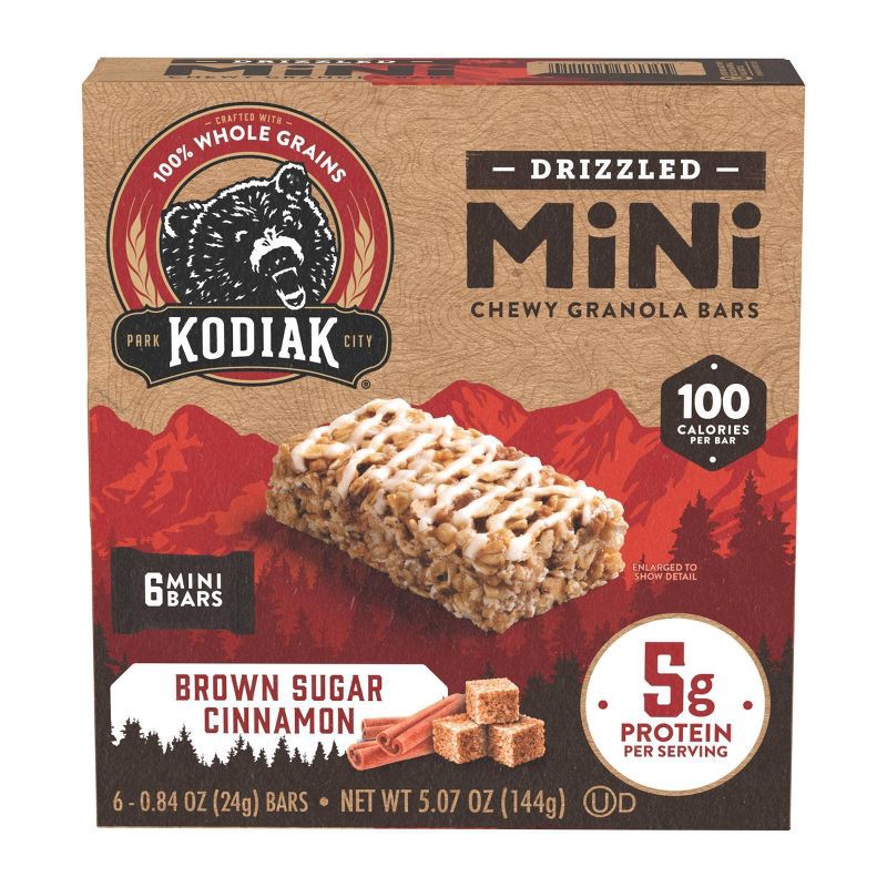 slide 1 of 7, Kodiak Cakes Kodiak Cake Drizzled Mini Brown Sugar Cinnamon Mini Protein Bar - 5g Protein - 6.17oz, 5 gram, 6.17 oz