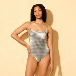 Women's Jacquard Full Coverage Square Neck One Piece Swimsuit - Shade & Shore™ Multi XL
