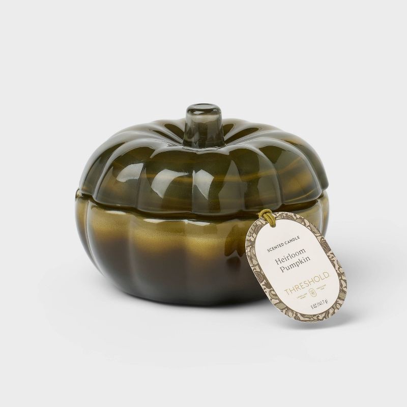 slide 1 of 3, 2 Wick Small Glass Fall Pumpkin Candle Heirloom Pumpkin Jar - Threshold™, 1 ct
