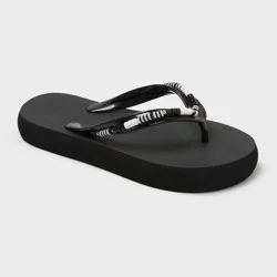 Kids' Maris Elevated Flip with Beaded Color Strap Sandals - Cat & Jack™ Black S
