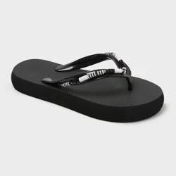 Kids' Maris Elevated Flip with Beaded Color Strap Sandals - Cat & Jack™ Black XL
