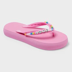 Kids' Maris Elevated Flip with Beaded Color Strap Sandals - Cat & Jack™ Pink XL