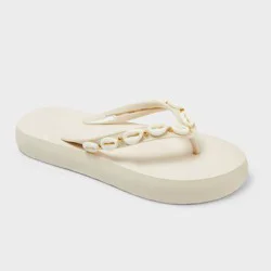 Kids' Maris Elevated Flip with Beaded Color Strap Sandals - Cat & Jack™ Ivory S