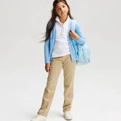 Girls' Long Sleeve Uniform Cardigan - Cat & Jack™ Light Blue M