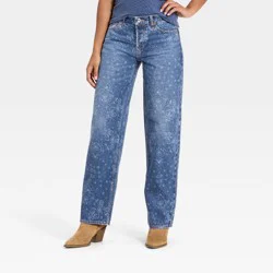 Women's Low-Rise Bandana Baggy Jeans - Universal Thread™ Medium Wash 2