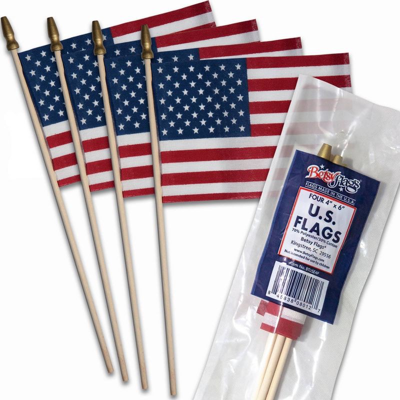 slide 1 of 4, Valley Forge Flag 6.25"x10" US Stick Flag, 1 ct