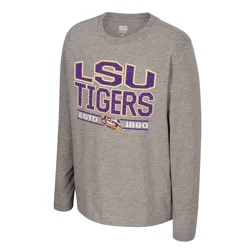 NCAA LSU Tigers Boys' Dual Blend Gray Long-Sleeve T-Shirt - Medium