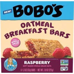 Bobo's Oat Bars Breakfast Bar Raspberry - 7.8oz/6ct