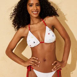 Women's Pique Embroidered Triangle Bikini Top - Shade & Shore™ White L